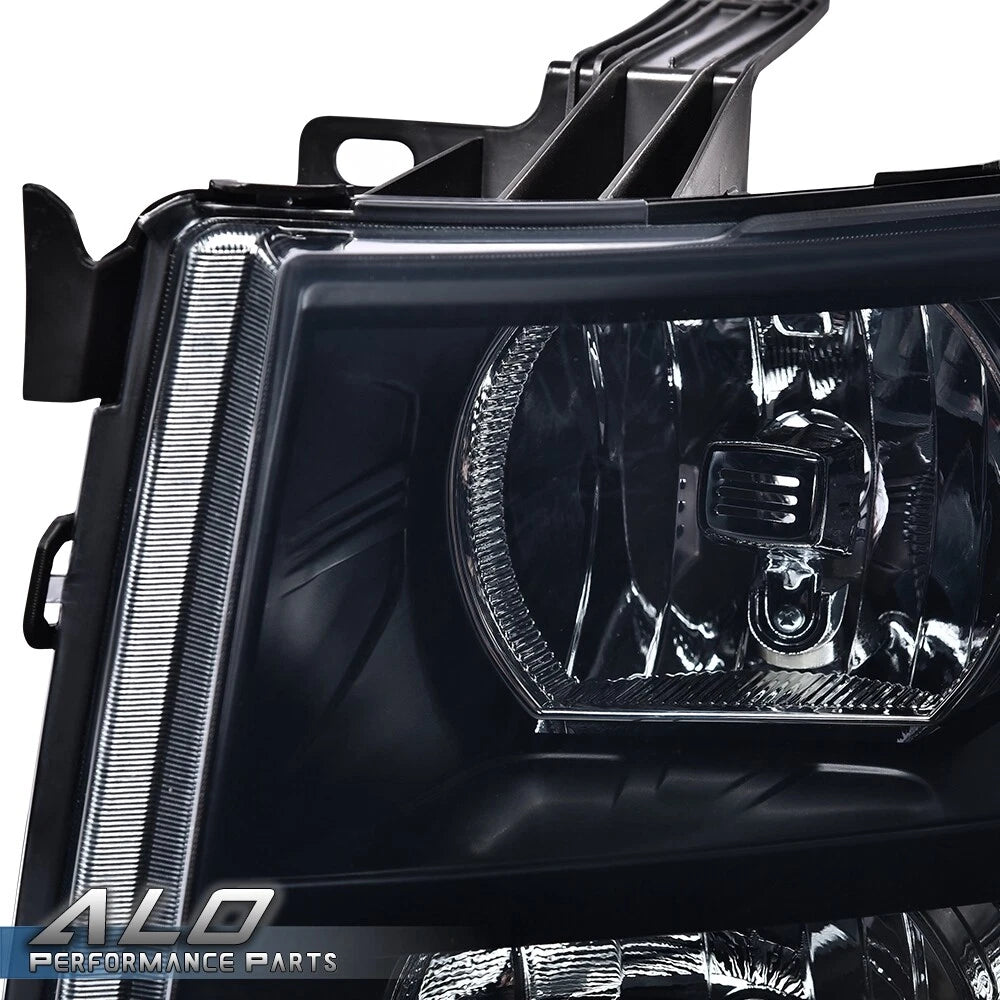 Smoke Lens Black Housing Headlights for Chevy Silverado 1500/2500/3500 (2007–2013)