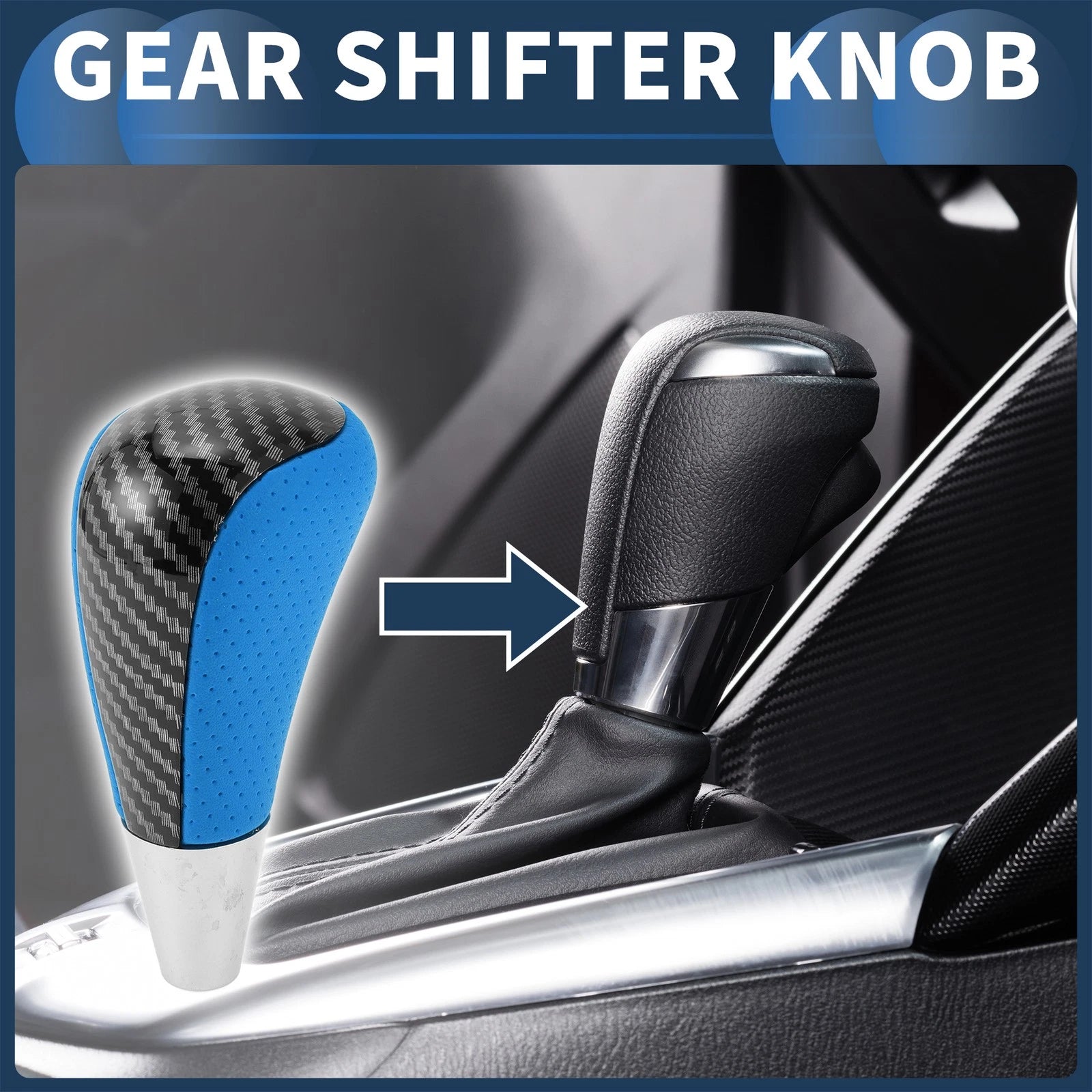 Automatic Gear Shift Knob for Toyota 4Runner (2003–2021) Faux Leather Black Blue