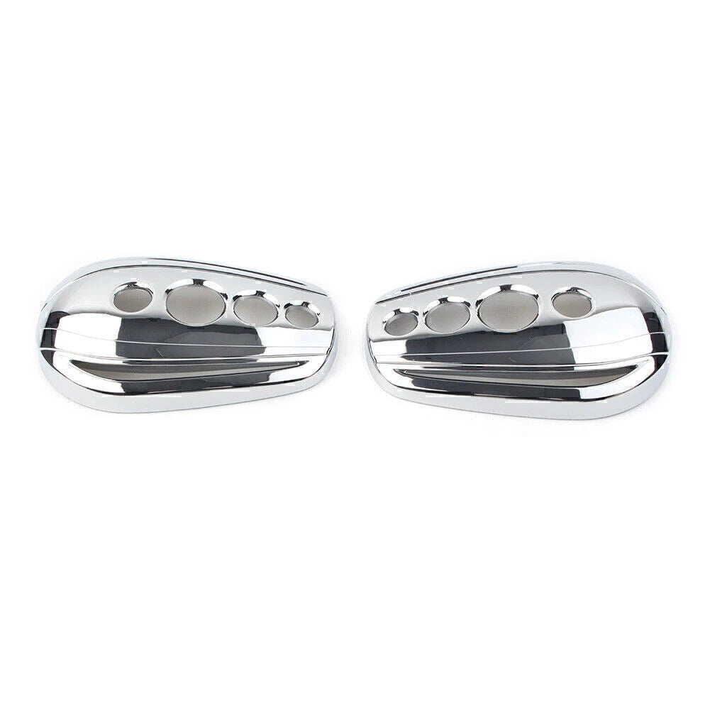 Pair Chrome Rear View Mirror Cover Caps for Harley Dyna Softail Sportster