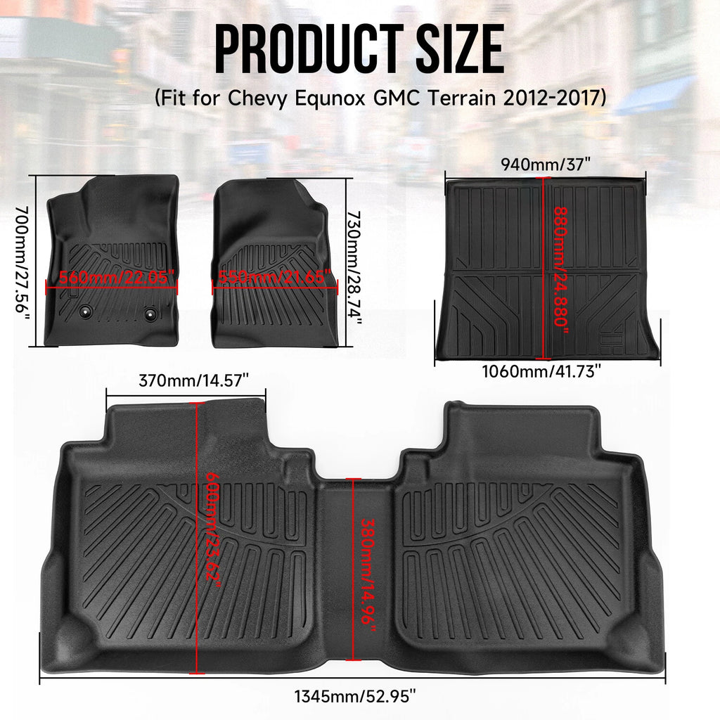 TPE Floor Mats & Trunk Cargo Liner for Chevrolet Equinox GMC Terrain (2012–2017)