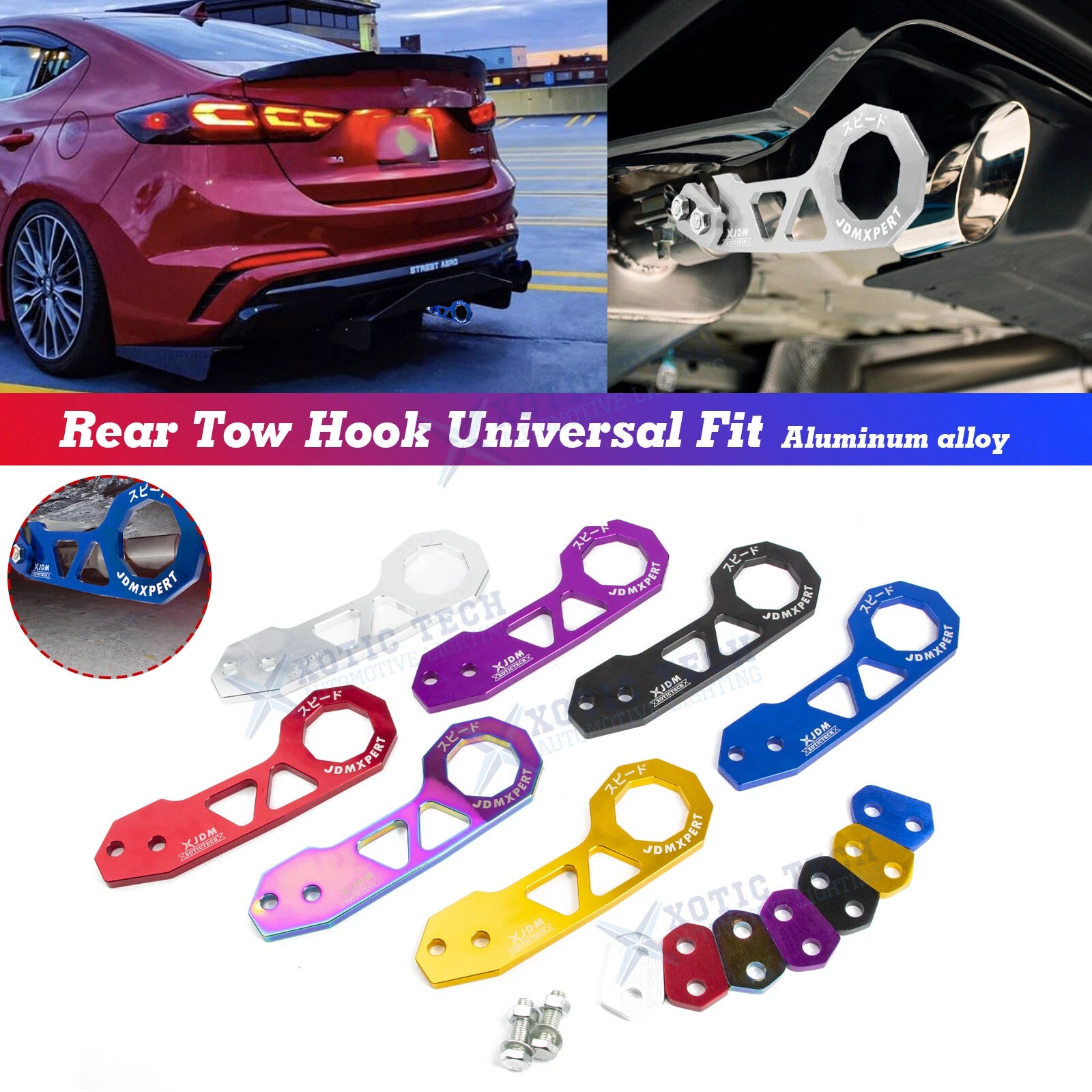 Aluminum Alloy JDM Racing Style Rear Tow Hook Kit for Universal (2010–2024)