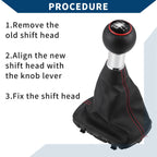 5 Speed Gear Shift Knob with Cover for Audi A3 (2000–2003) Faux Leather Black