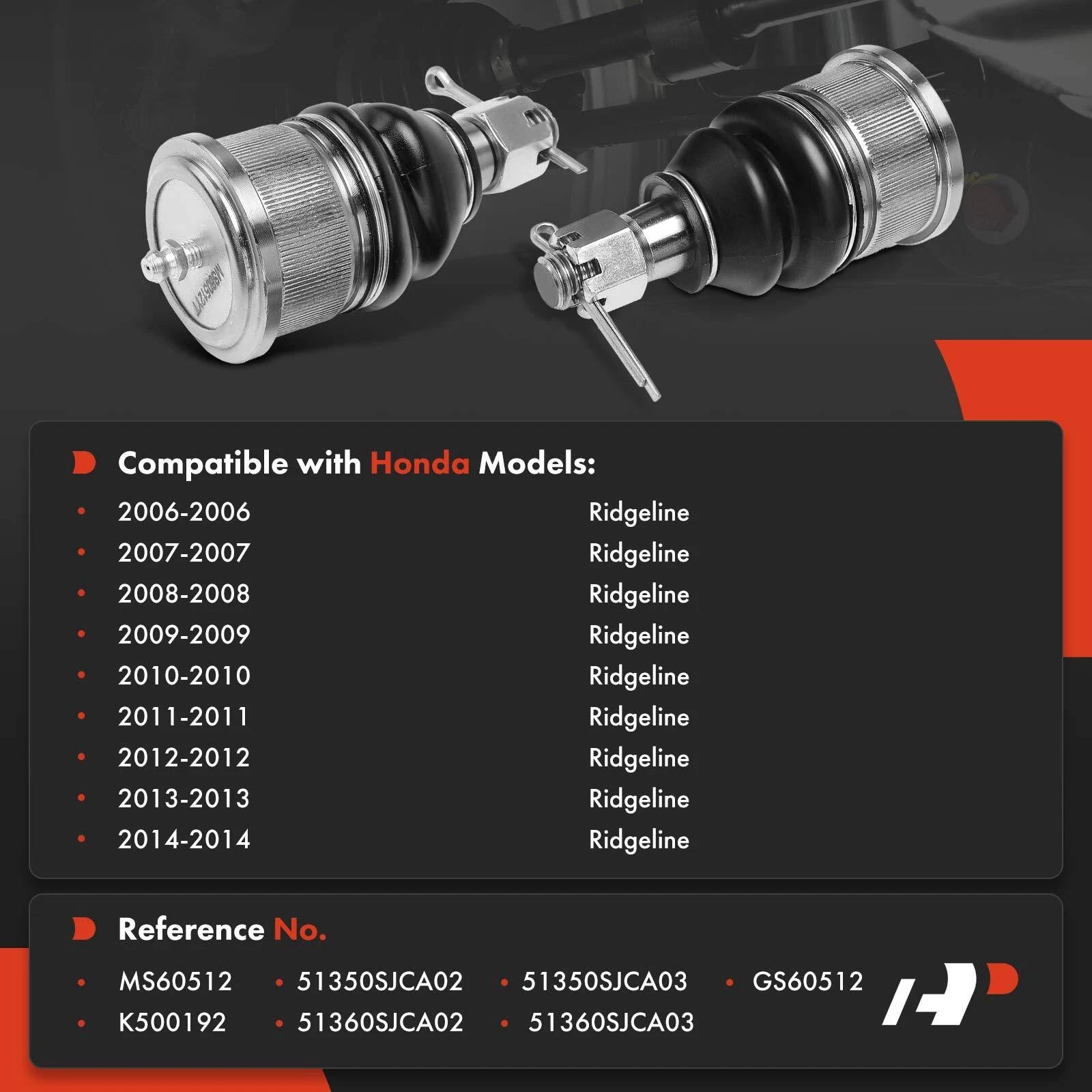 2X Front Lower Ball Joint for Honda Ridgeline (2006-2014)