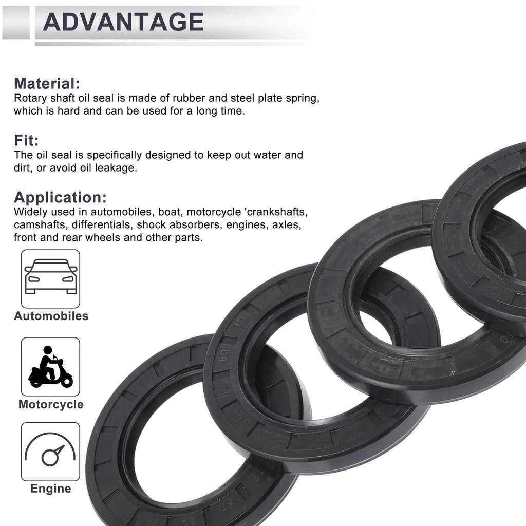 Set of 5 Oil Seal Rotary Shaft Seal NBR Rubber 50x80x10mm