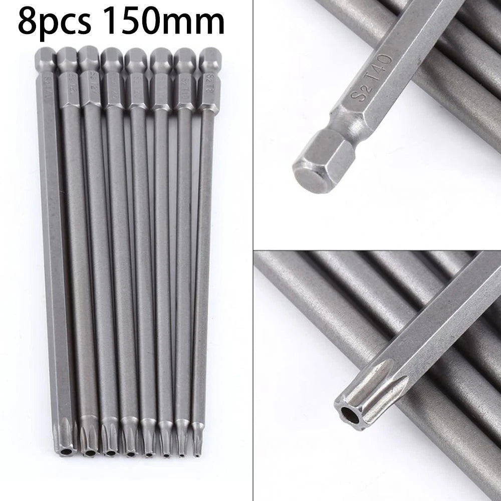 Torx Screwdriver Bit Set for Hex Security Tools (Extra Long)