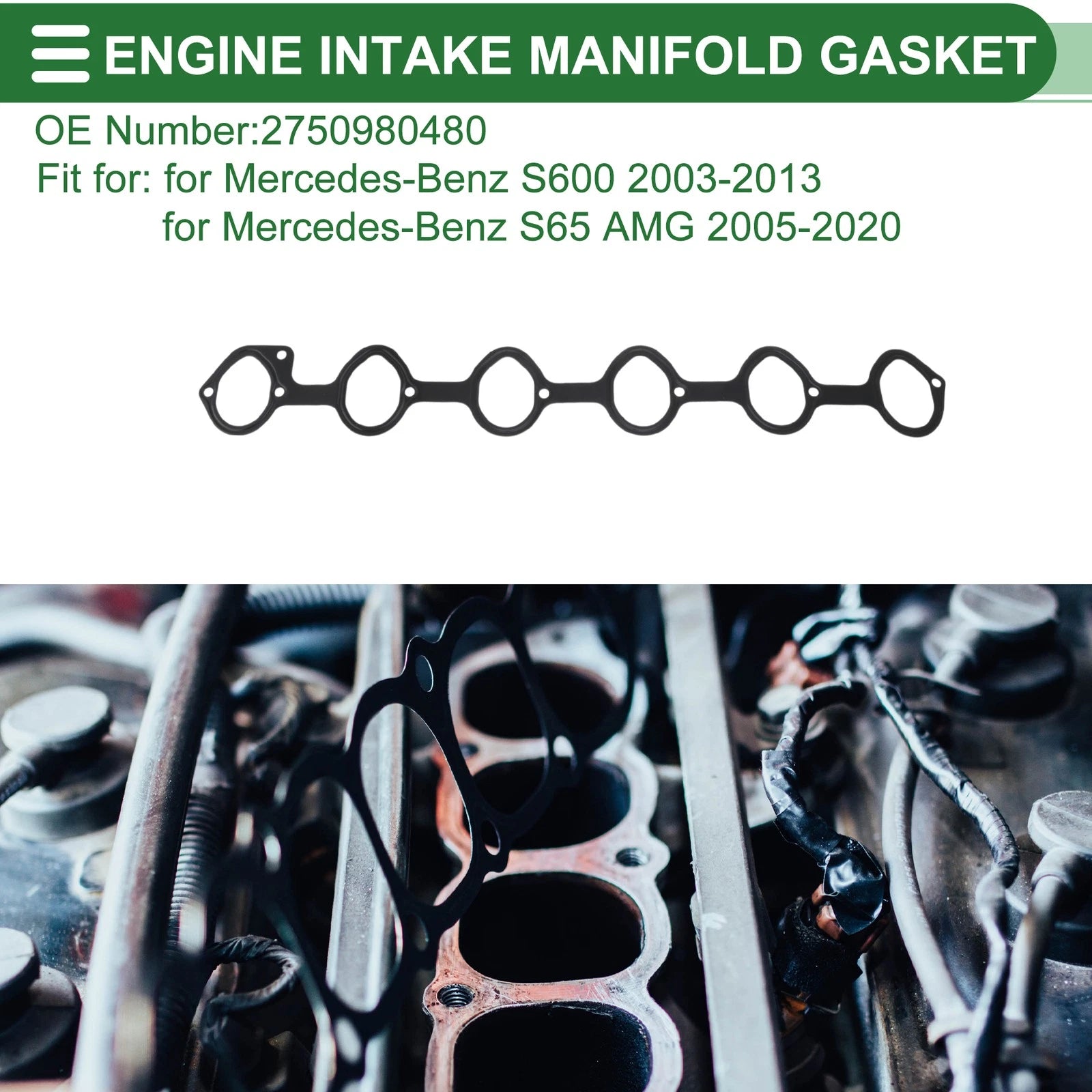 Engine Intake Manifold Gasket for Mercedes-Benz S600 (2003–2013) No.2750980480