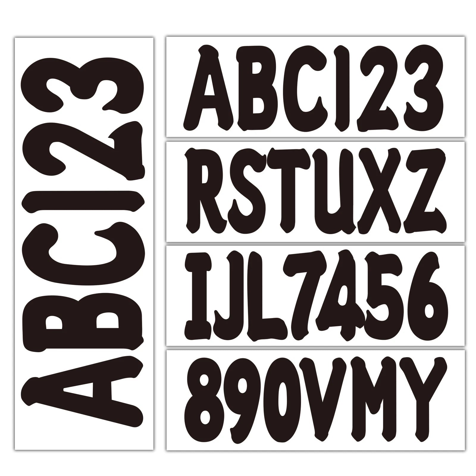 Set of 4 Black PWC ID Numbers Decals Registration Stickers 3" A-Z 0-9