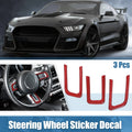 3pcs Steering Wheel Insert Cover Trim Stickers for Ford Mustang (2015–2022) Red