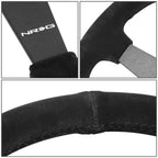 NRG RST-037MB-S 350mm 1" Depth 3-Spoke Black Suede Steering Wheel for Universal