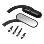 Black Mini Oval Rear View Mirrors for Harley Touring Dyna Sportster Softail
