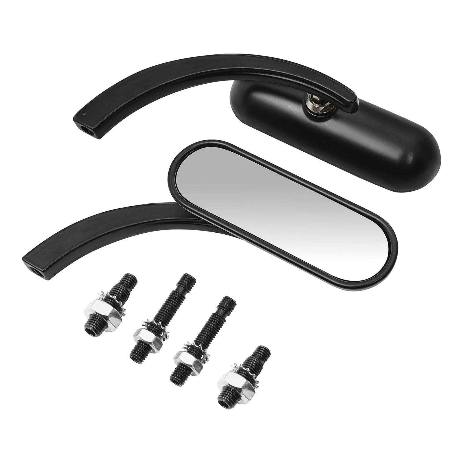 Black Mini Oval Rear View Mirrors for Harley Touring Dyna Sportster Softail