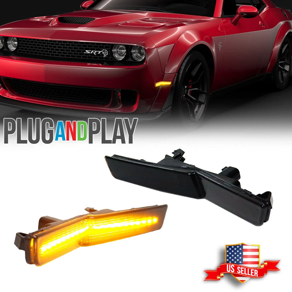 Smoked LED Front Side Marker Lights for Dodge Challenger (2018–2022)