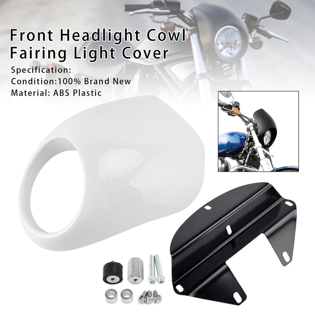 Headlight Fairing Light Cover for Harley Sportster Dyna XL 883 1200 (1973–up) White