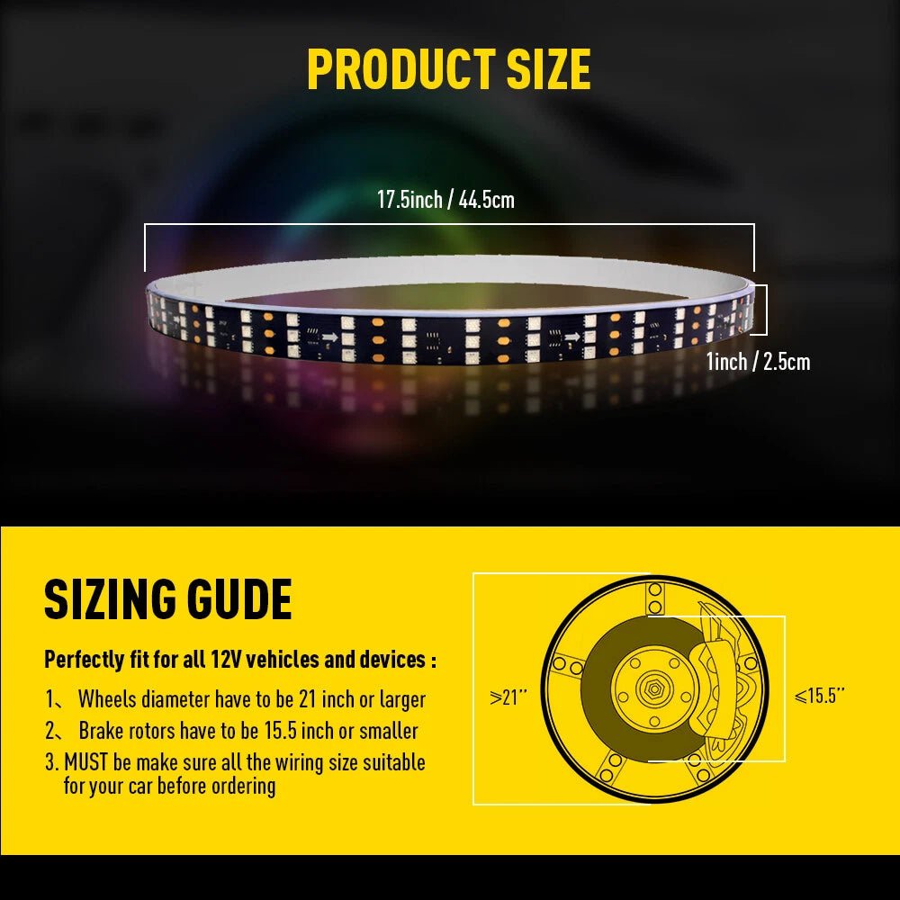 Set of 4 Multi-color RGB LED Wheel Rings for Car Truck