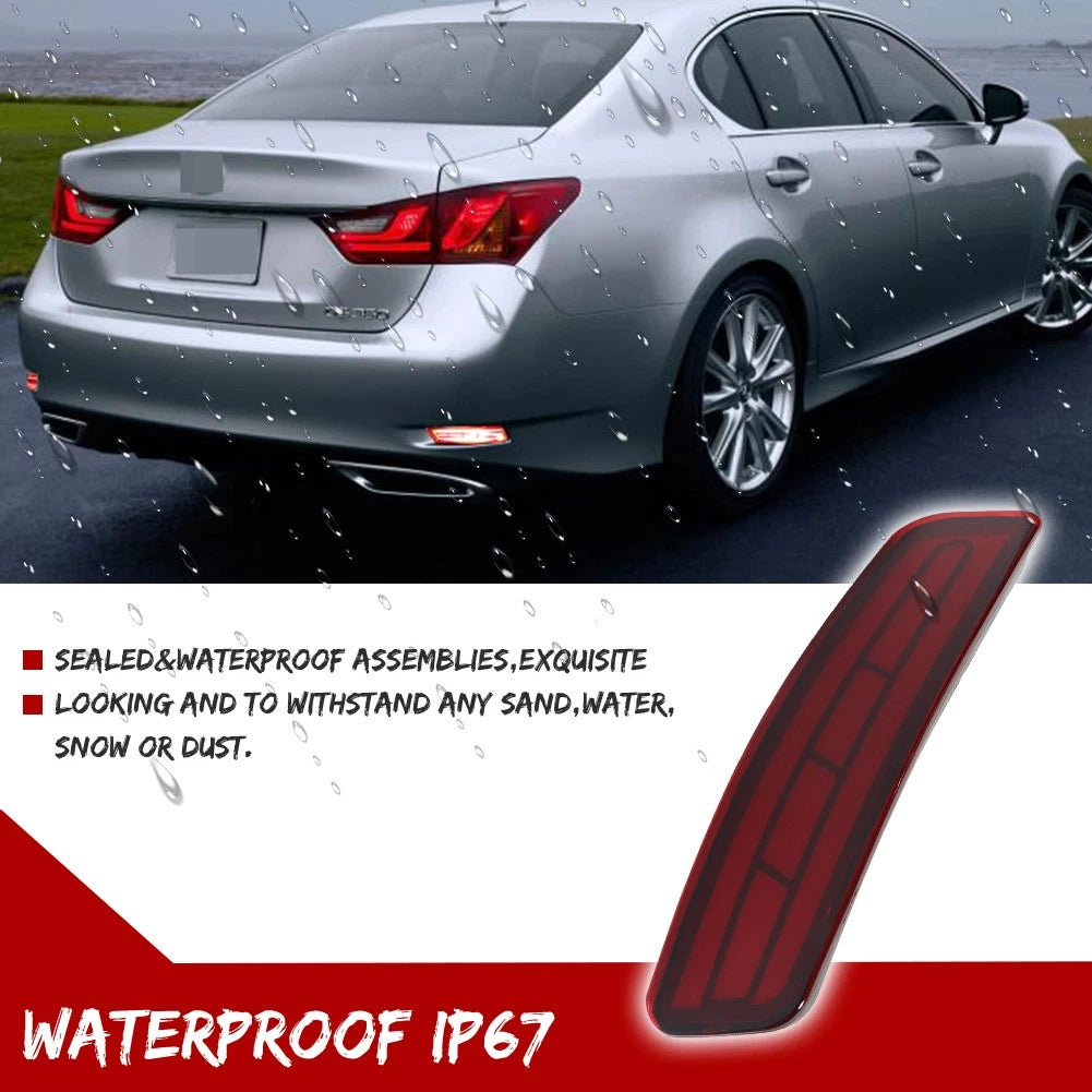 LED Rear Bumper Reflector Marker Brake Lights for Lexus GS ES (2013–2018)