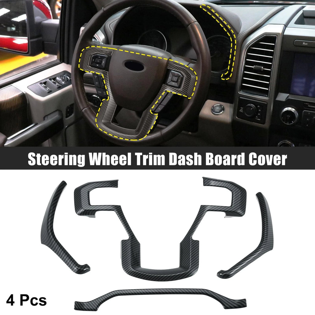 Set of 4 Dashboard Steering Wheel Panel Trim Stickers for Ford F-150 (2015–2019)