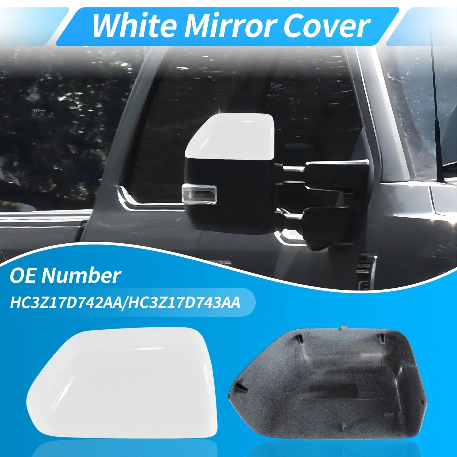 2Pcs Door Mirror Cap Cover for Ford F250 F350 Super Duty (2017–2024)