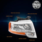 Right Side Headlight Lamp Chrome/Clear for Ford Expedition (2015–2017)