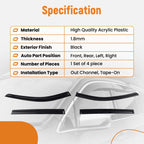 Set of 4 Rain Guard Window Deflectors for Nissan Rogue (2014–2020) Black