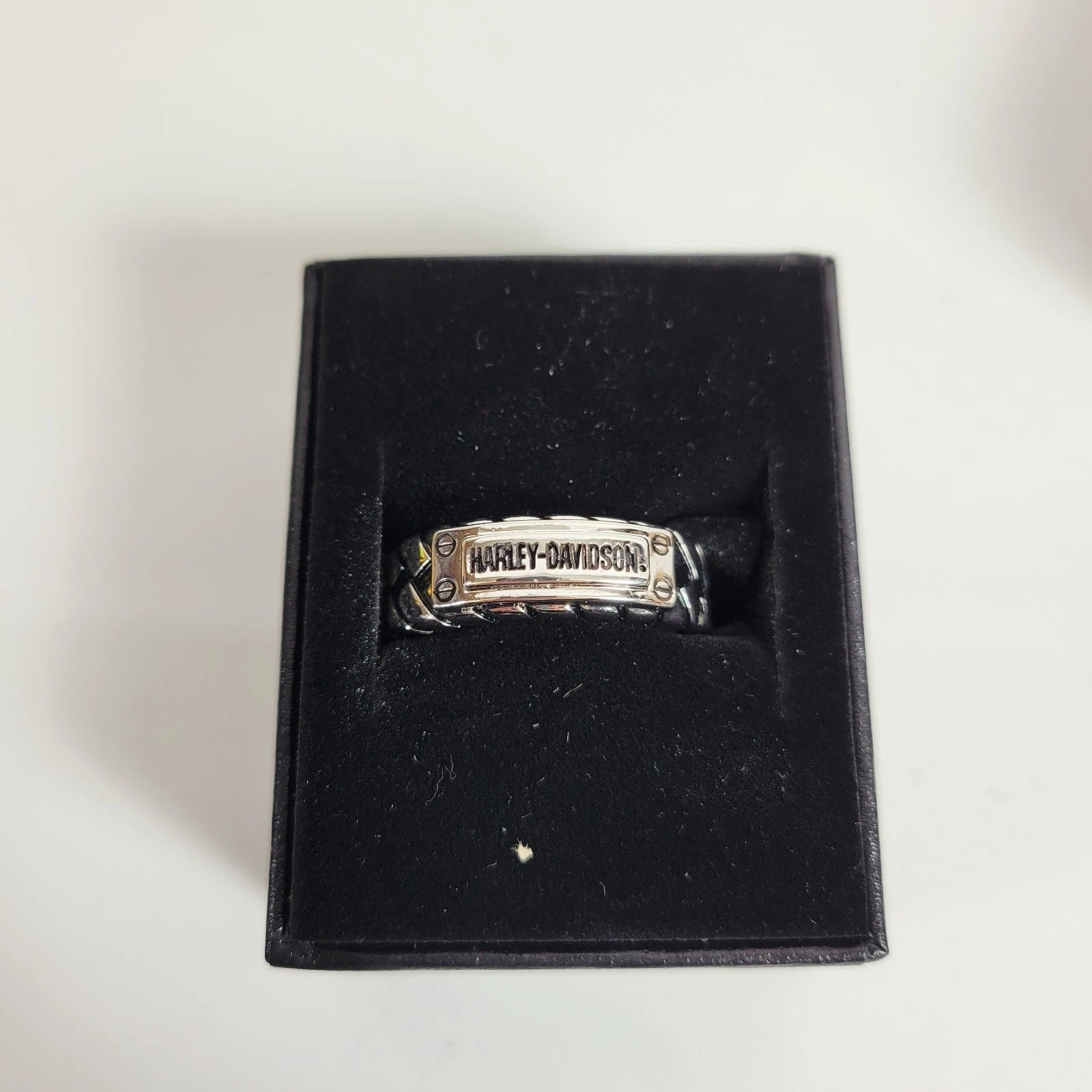Brass H-D Wordmark Braided Ring for Harley-Davidson (Men's, Antique Silver)
