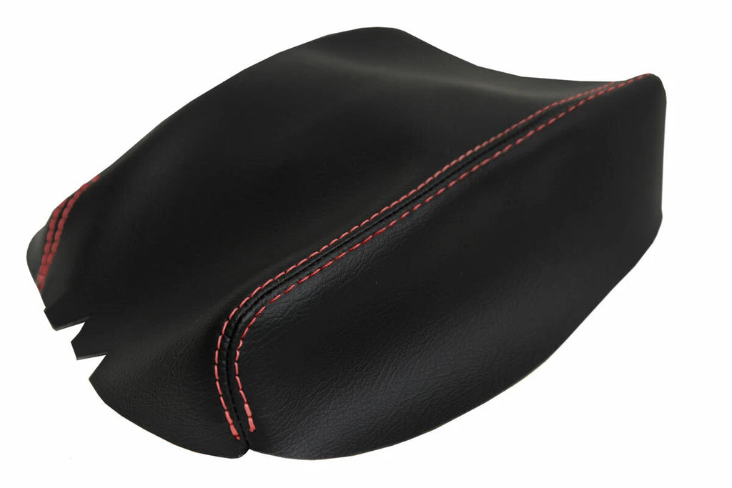 PVC Leather Console Lid Armrest Cover for Ford Ranger (2019–2020) Red Stitch