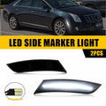 2X White LED Front Side Marker Lights Smoked Lens for Cadillac XTS (2013–2017)