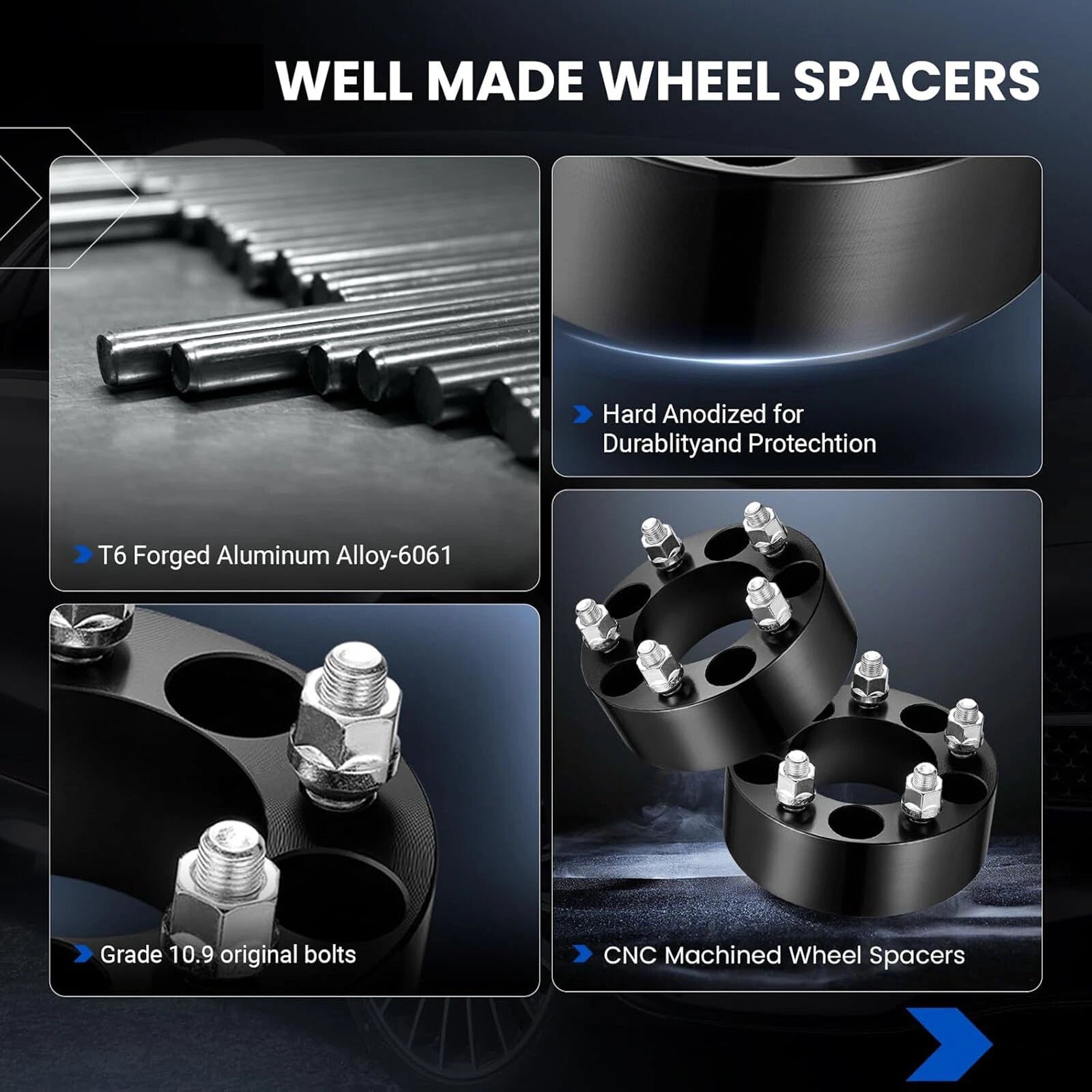 Wheel Spacers 2PCS 1.5" 5x4.5 5x114.3 for Ford Ranger Mustang Wrangler (2011–2023)