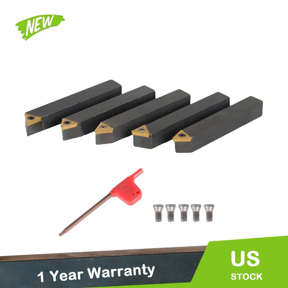 5Pcs 3/8" Indexable Carbide Turning Inserts for Machining Lathes