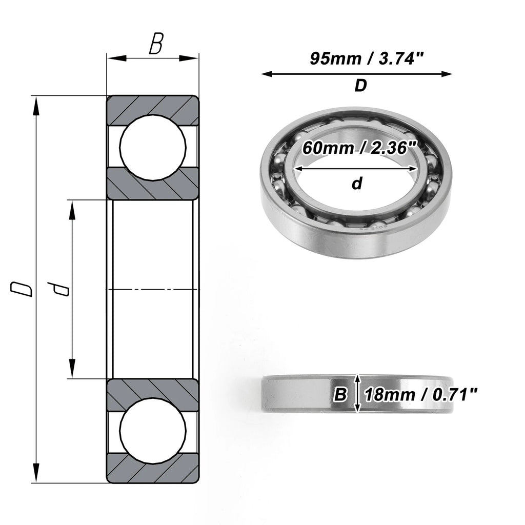 Deep Groove Ball Bearing 60x95x18mm for Scooter Skateboard (6012)