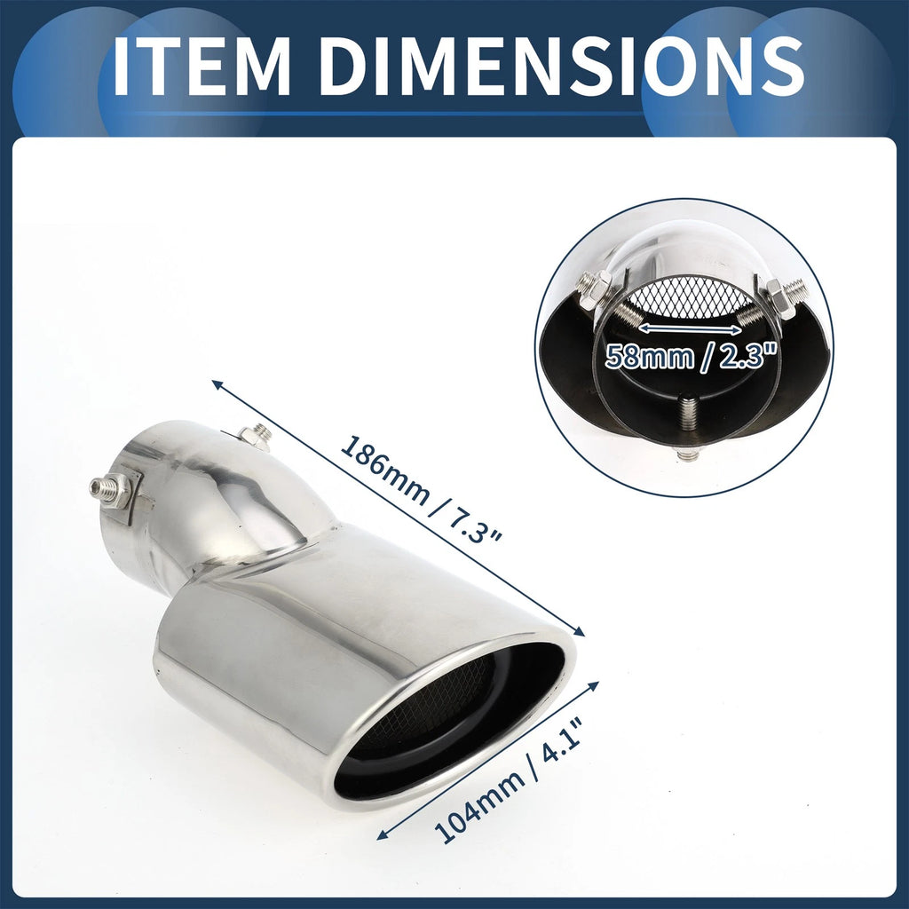 1Pc Slant Exhaust Tip 2.3" Inlet for Honda Civic (2016–2019) Silver Tone