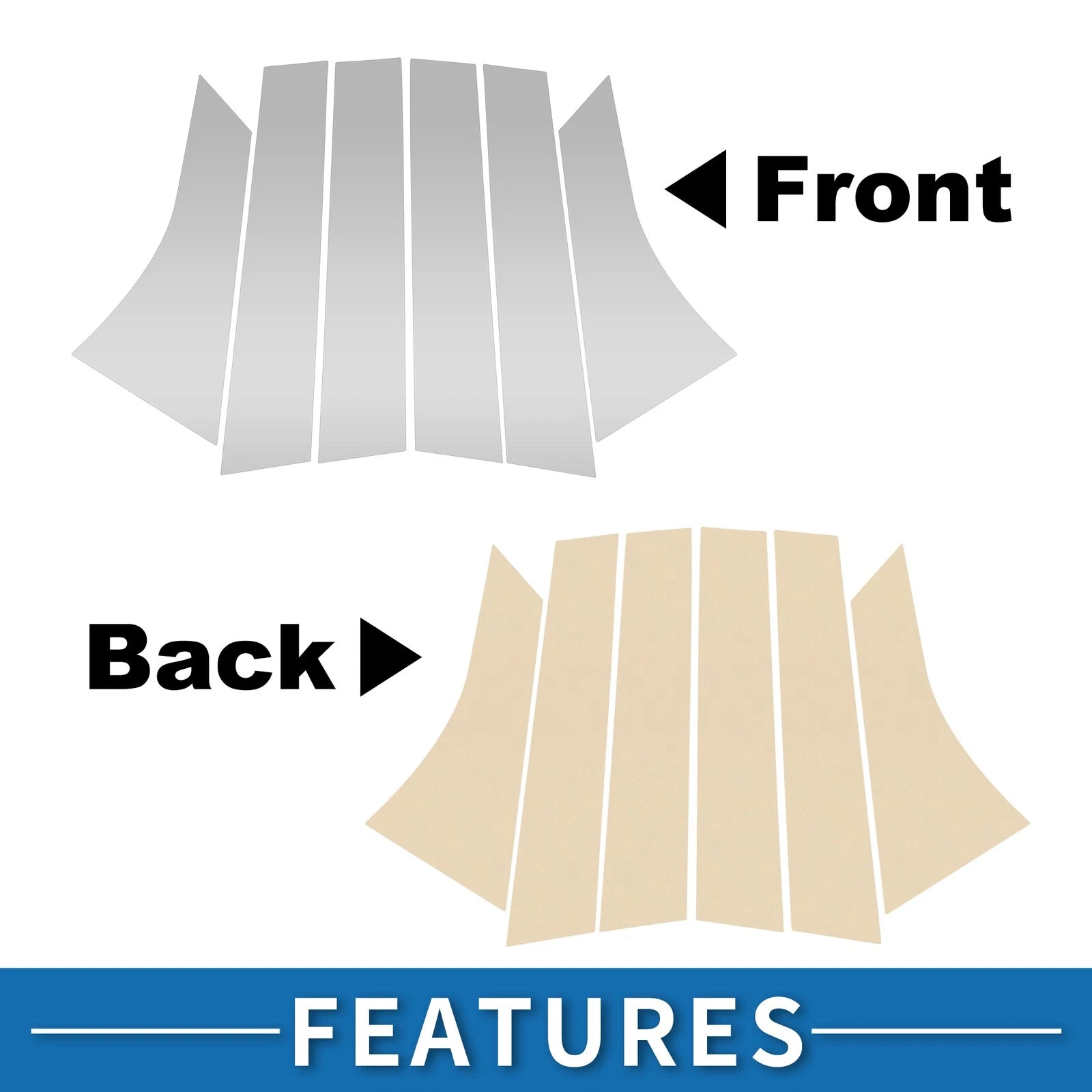 Set of 6 Door Pillar Window Trim for Ford Focus (2012–2019) Silver Tone