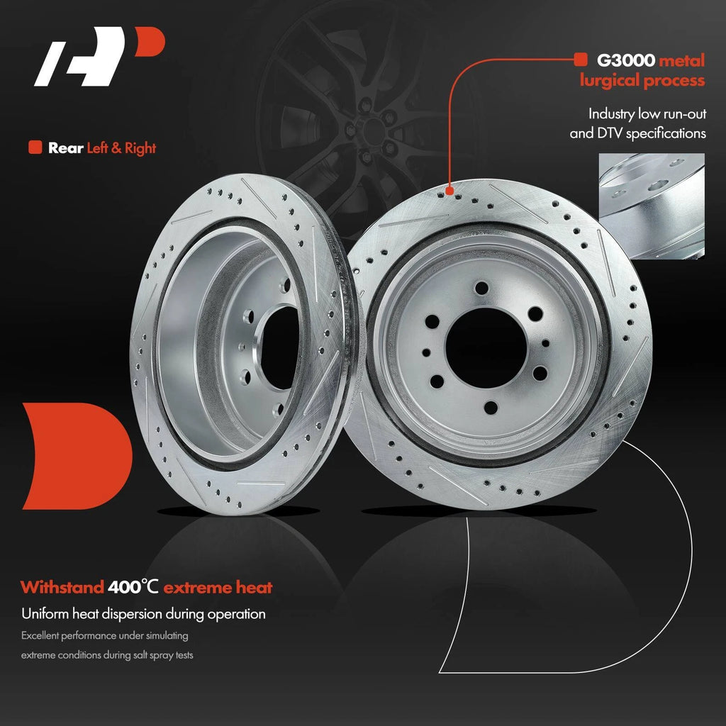 Set of 2 Rear Drilled Rotors & Brake Pads for Ford F-150 (2004–2011)