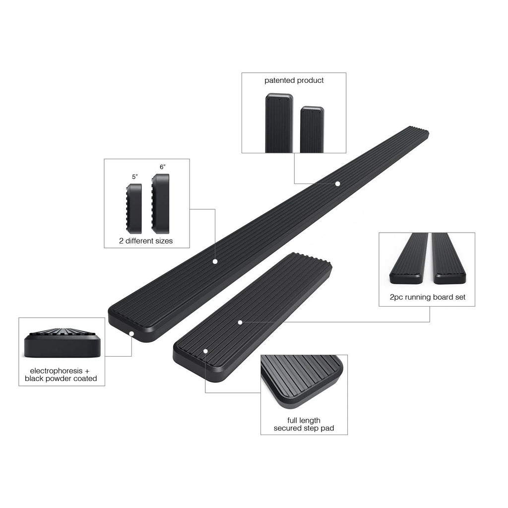 5" Black Running Boards for Mercedes-Benz Metris Cargo Van (2016-2023)