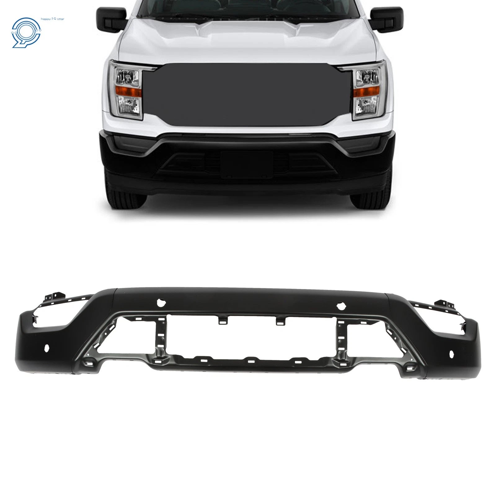 Front Bumper Face Bar for Ford F-150 (2021–2023) W/ 6 Sensor Holes Black