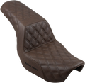 SADDLEMEN Step-Up Seat for Dyna (806-04-175BR) - Full Lattice Stitch - Brown