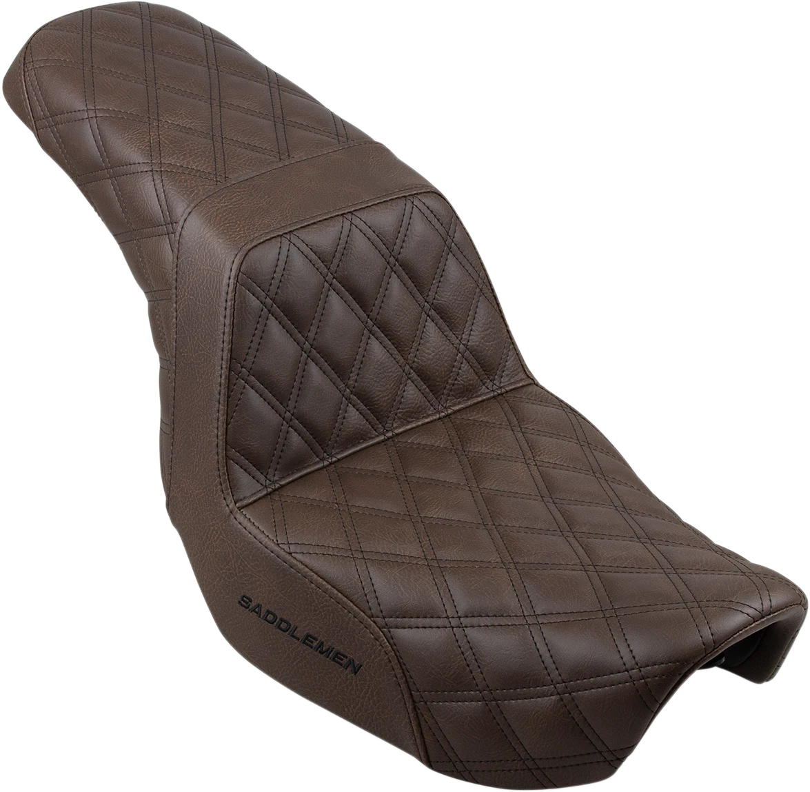 SADDLEMEN Step-Up Seat for Dyna (806-04-175BR) - Full Lattice Stitch - Brown