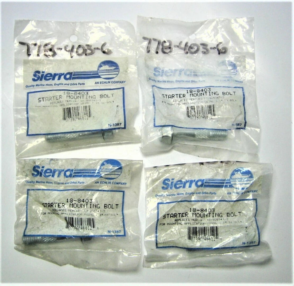 Set of 4 Starter Mounting Bolts for Mercury Marine Sierra (18-8403, 10-805343-3)