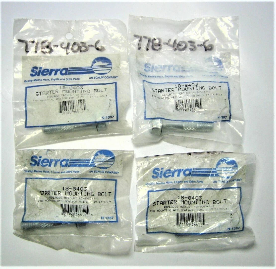 Set of 4 Starter Mounting Bolts for Mercury Marine Sierra (18-8403, 10-805343-3)