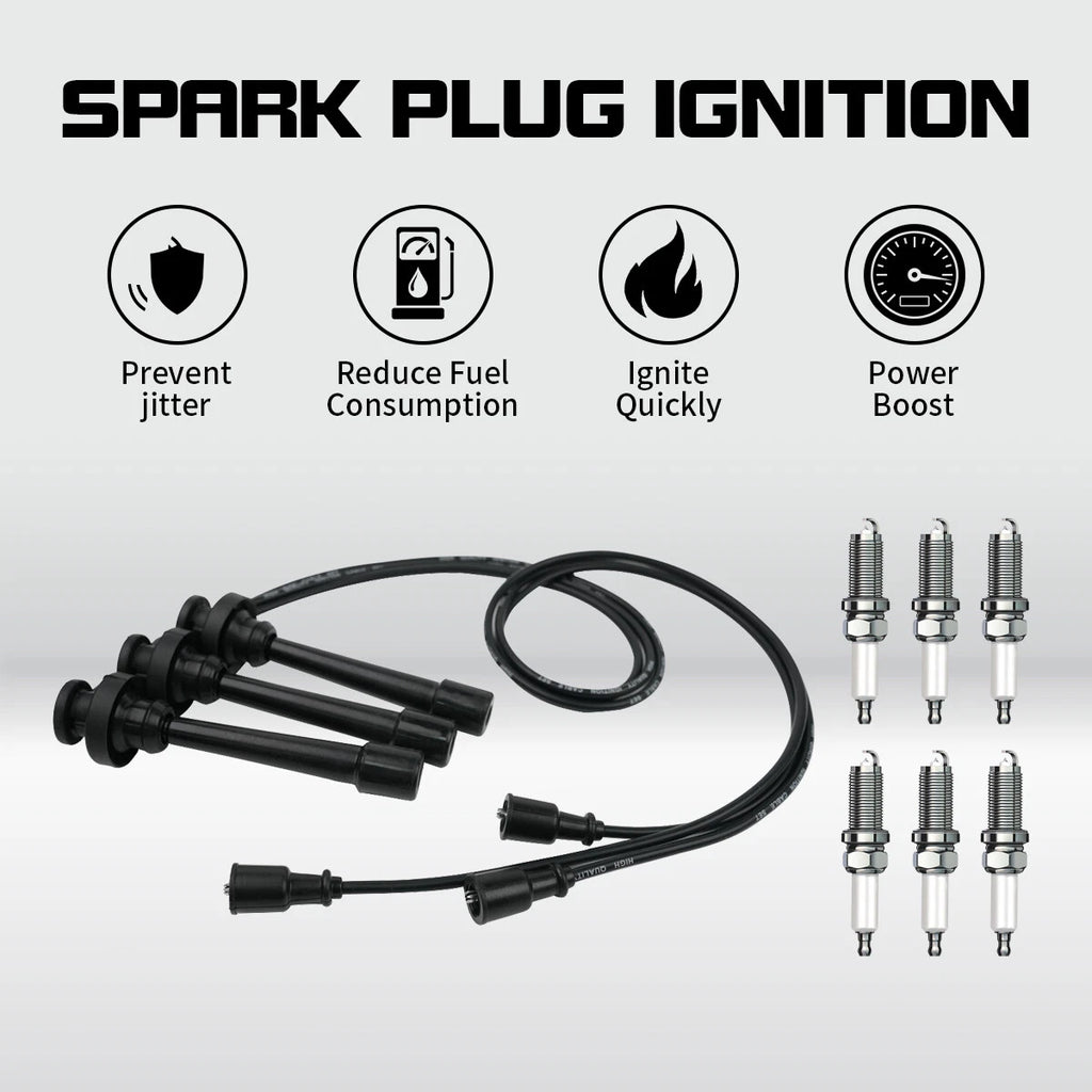 6X Spark Plug + 3X Wire Set for Mitsubishi Montero (2003–2006) V6 3.8L