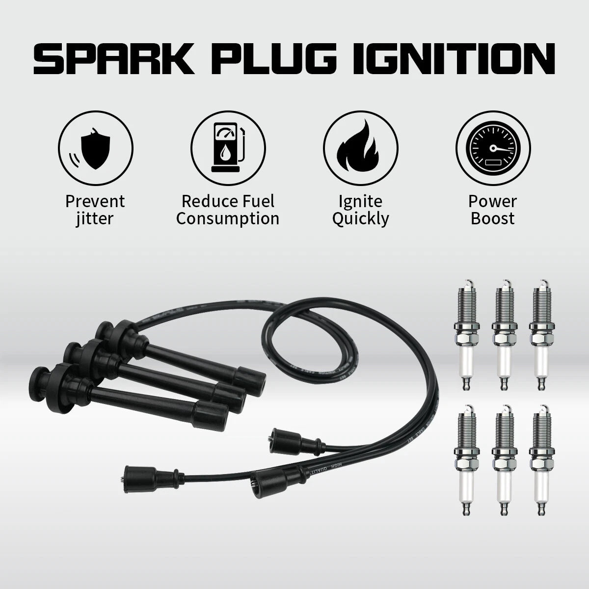 6X Spark Plug + 3X Wire Set for Mitsubishi Montero (2003–2006) V6 3.8L