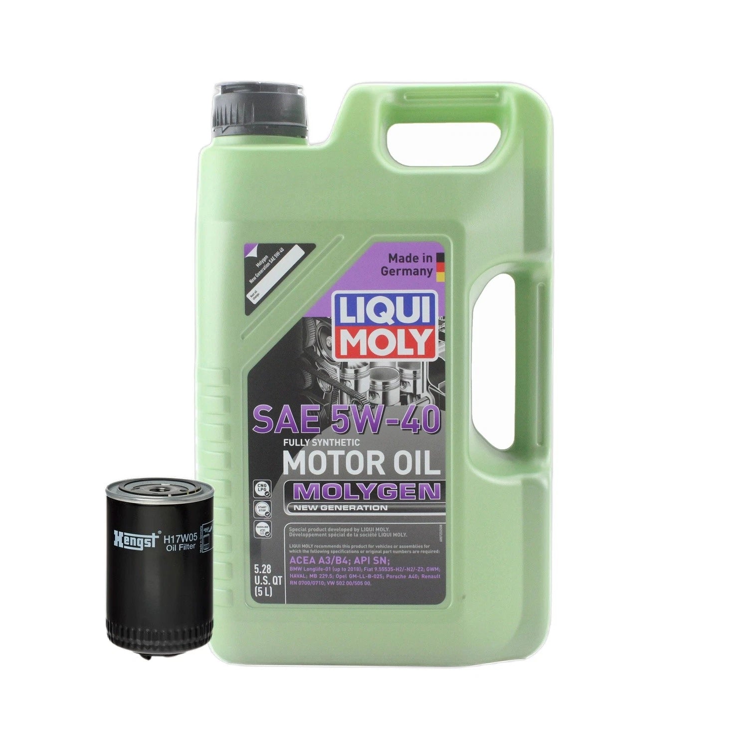 5L Liqui Moly Molygen 5W-40 Oil Change Kit for Audi A4 Quattro (2002–2008)