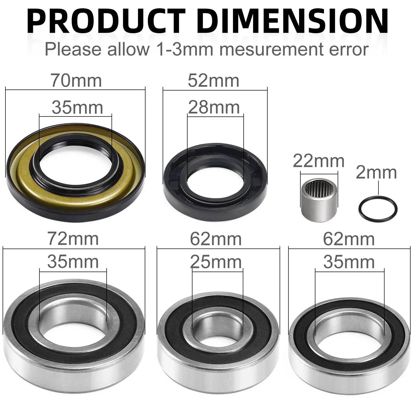 Rear Differential Bearing W Seal Kit for Can-Am Outlander 500 4x4 (2009–2016)