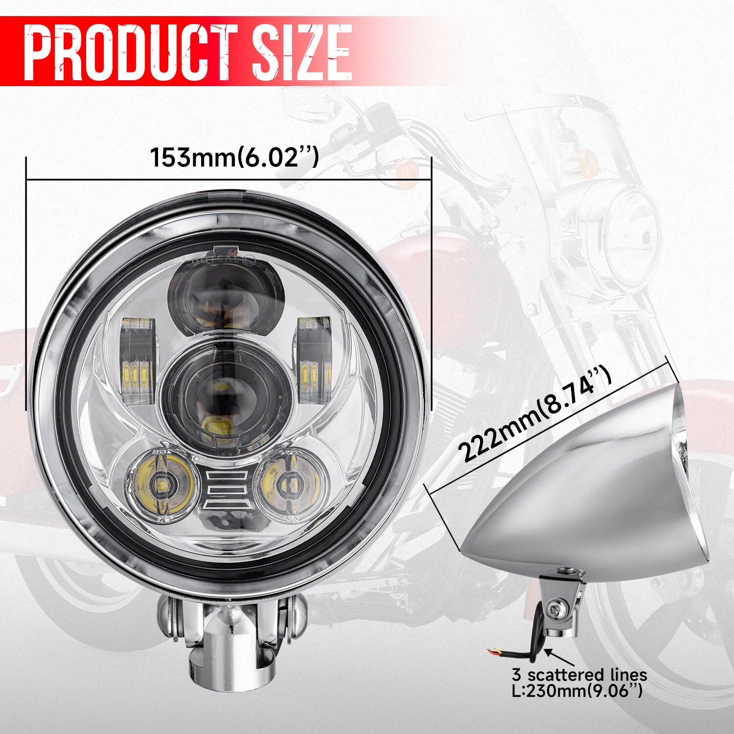 Chrome Motorcycle Bullet Headlight Lamp for Harley Chopper Dyna Softail