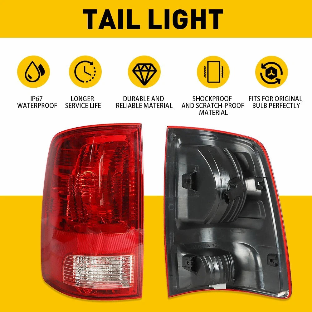 LH Tail Light Lamp for Dodge Ram 1500 2500 (2009–2018) w/Bulbs Replace H