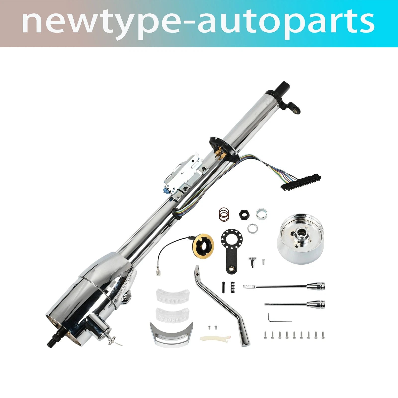 32" Tilt Steering Column with Key & Wheel Adapter for Hot Rod (Chrome)
