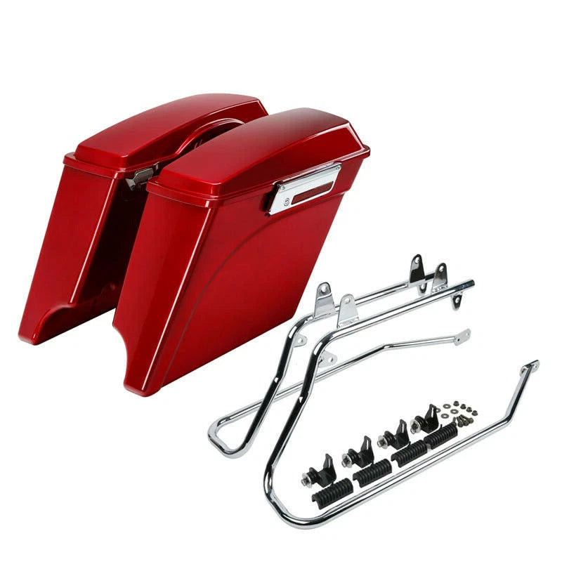5" Stretched Red Hard Saddlebags Conversion Bracket for Harley Softail (1986–2017)