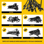 100pcs Cable Tie Set for Automotive Wire Harness Fasteners