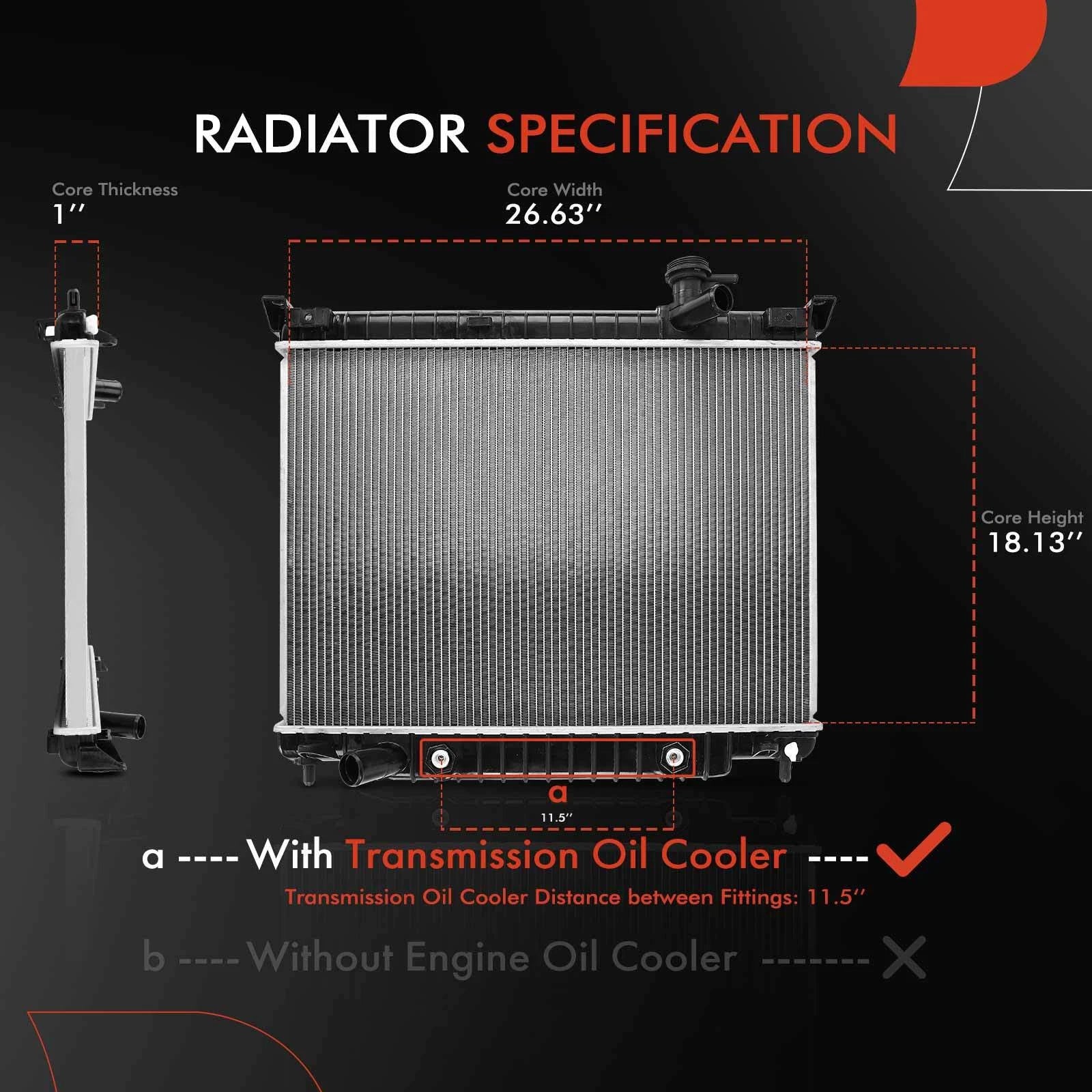 Radiator with Trans Oil Cooler for Chevy Trailblazer GMC Envoy (2002–2009)