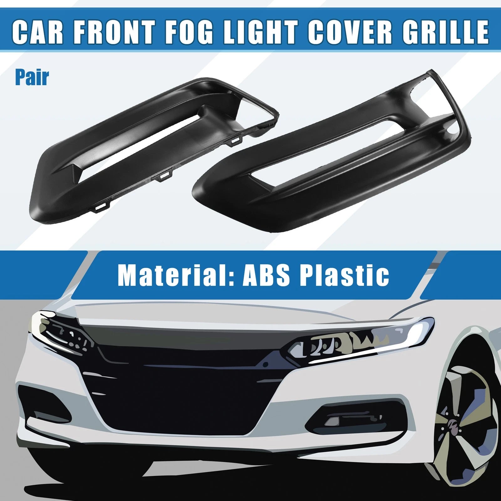 2X Fog Light Grille Cover for Honda Accord (2018–2020) Black