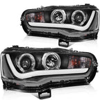 Pair of Black Projector Headlights for Mitsubishi Lancer EVO (2008–2017)